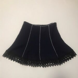 Chic Navy Blue Skirt with Lace Trim